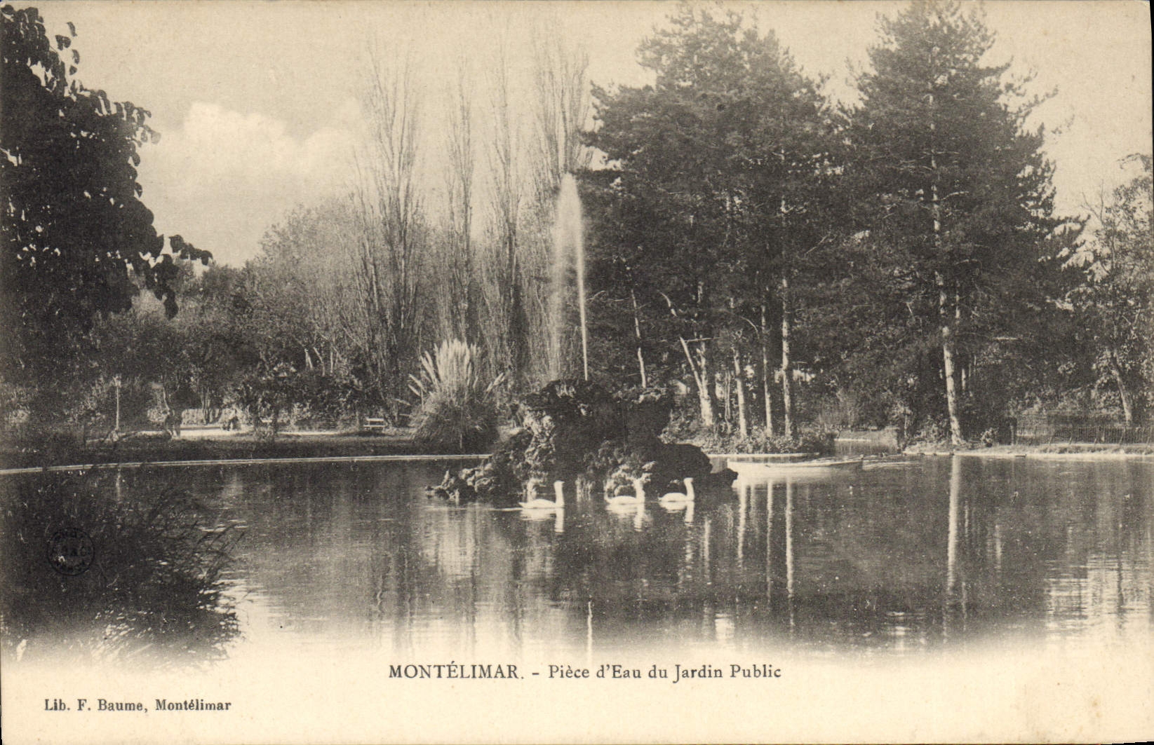 Montélimar — Pièce d'Eau du Jardin Public — Lib. F. Baume, Montélimar
