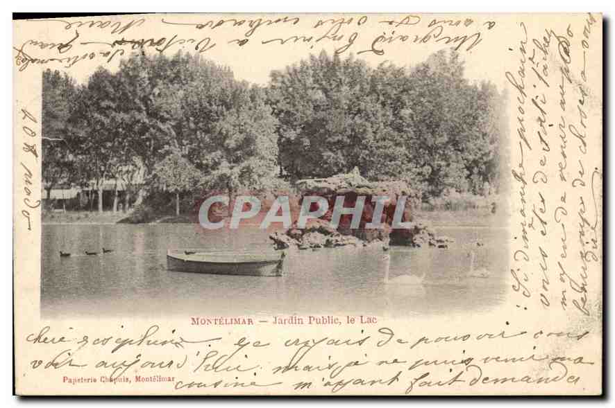 Montélimar — Jardin Public, le Lac — Papeterie Chapuis, Montélimar