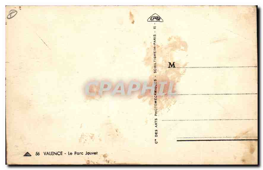 CPA Valence Le Parc Jouvet  — Rückseite