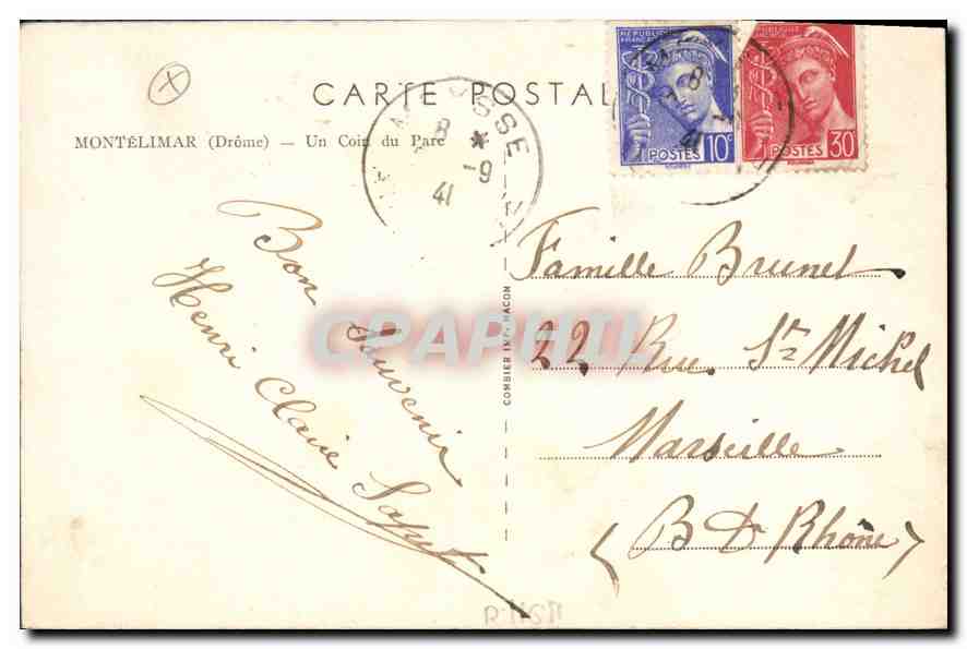 CPA Montelimar Drome Un Coin du Parc  — Rückseite