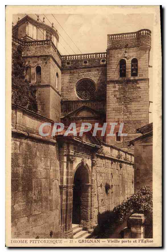 Grignan — Vieille porte et l'Église — Éd. P. Bonnay, n°35