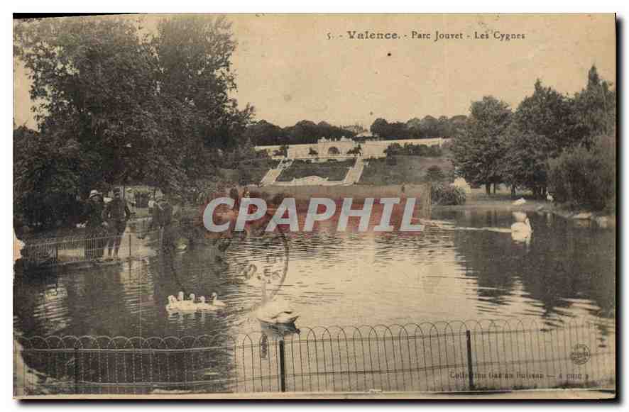 CPA Valence parc jouvet les cygnes