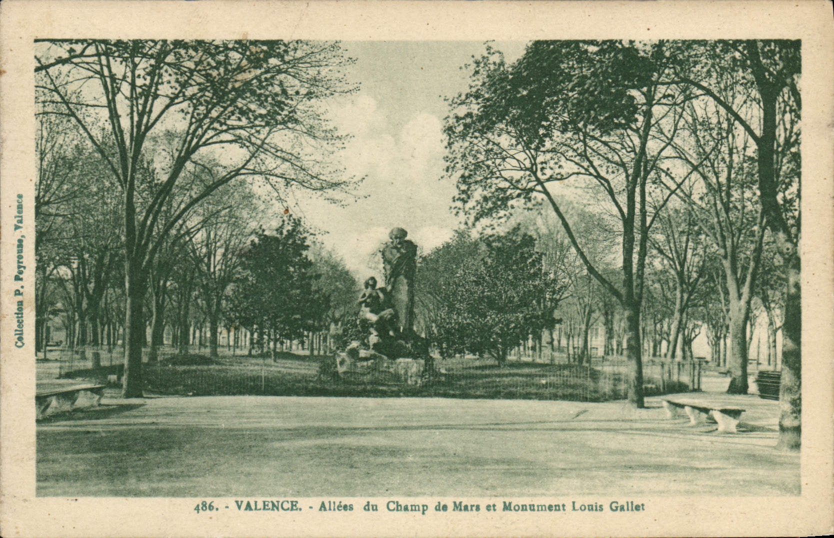 Valence — Allées du Champ de Mars und Monument Louis Gallet — Sammlung P. Peyroune, n° 486