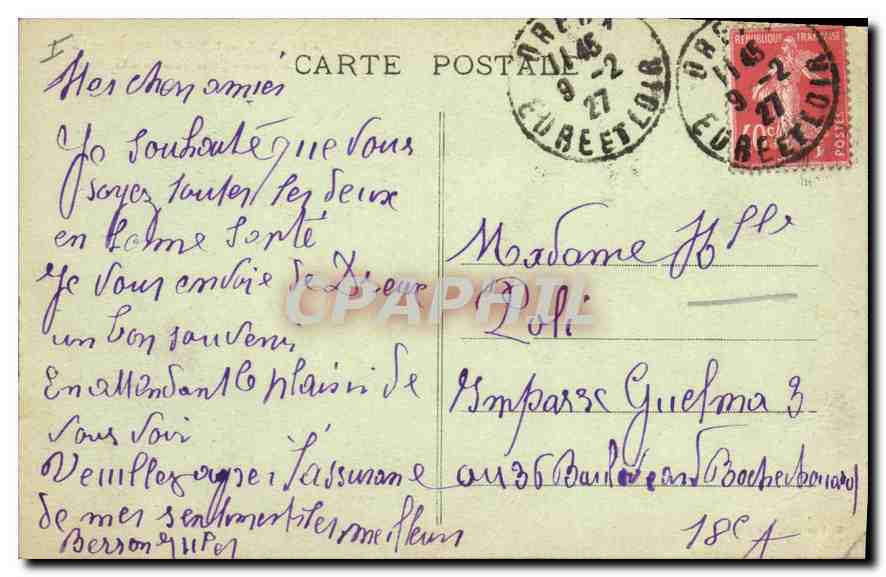 Tarjeta postal antigua Dreux capilla de San Luis sepulcro de la familia de Orleans — Reverso