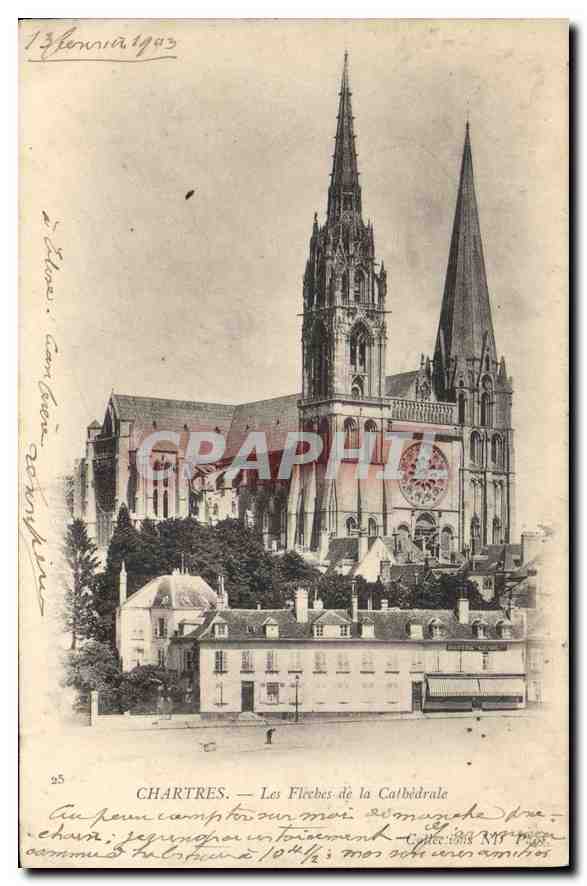 CPA Chartres Les Fleches de la Cathedrale