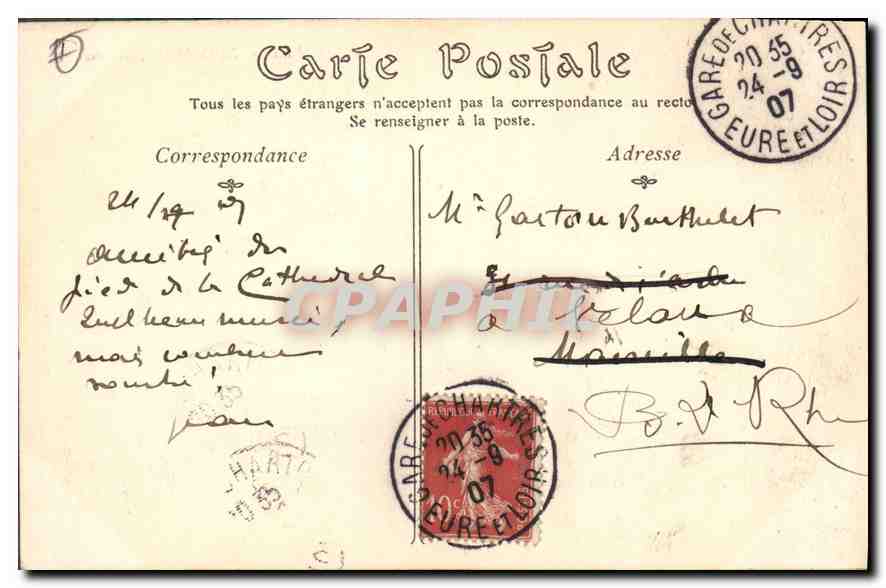 CPA Chartres La Cathedrale cote sud — Rückseite