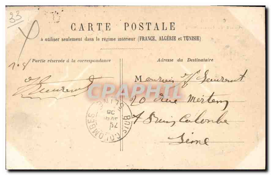 CPA Bordeaux Cours de l'Intendance — Verso