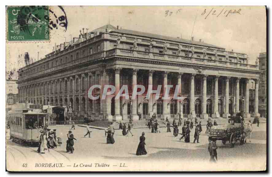 CPA Bordeaux Le Grand Theatre Tramway