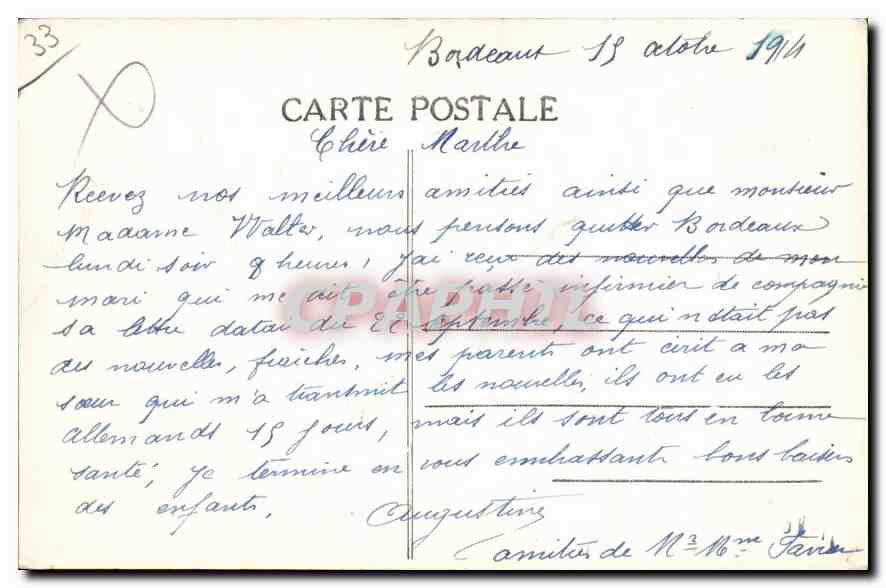 CPA Bordeaux Vue generale et le Pont vus de la Tour Saint Michel — Verso