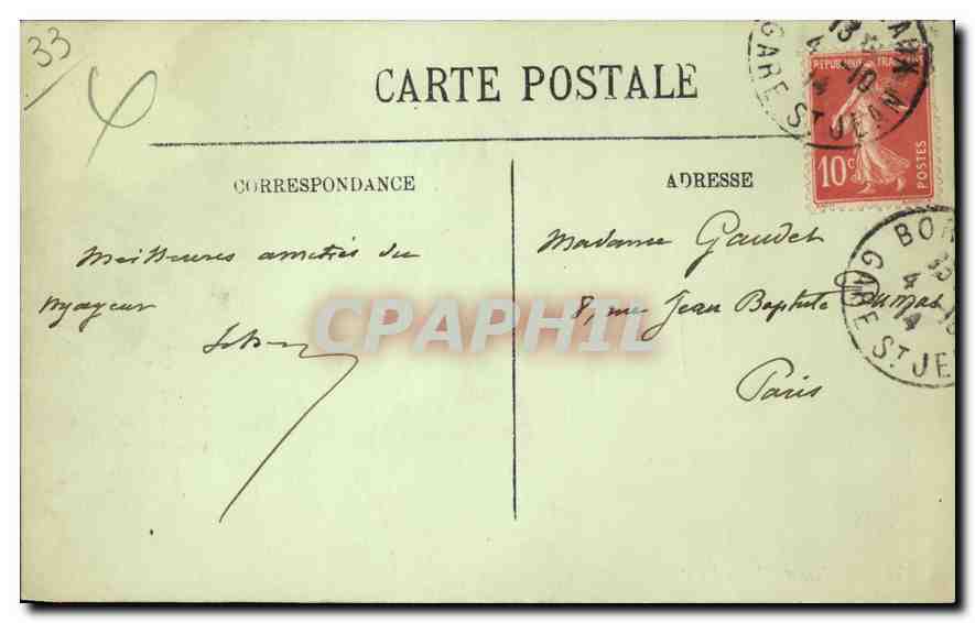 CPA Bordeaux La Place de la Comedie — Verso