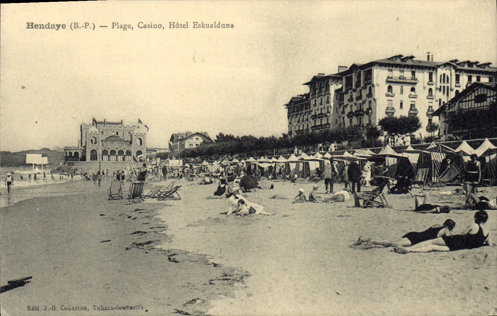 Hendaye (B.P.) — Plage, Casino, Hôtel Eskualduna — Edit. J.-B. Couartou, Tabacs-Souvenirs