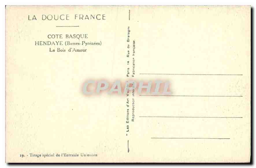 CPA Hendaye(Basses Pyrenees) Cote Basque Le Bois D'Amour — Rückseite
