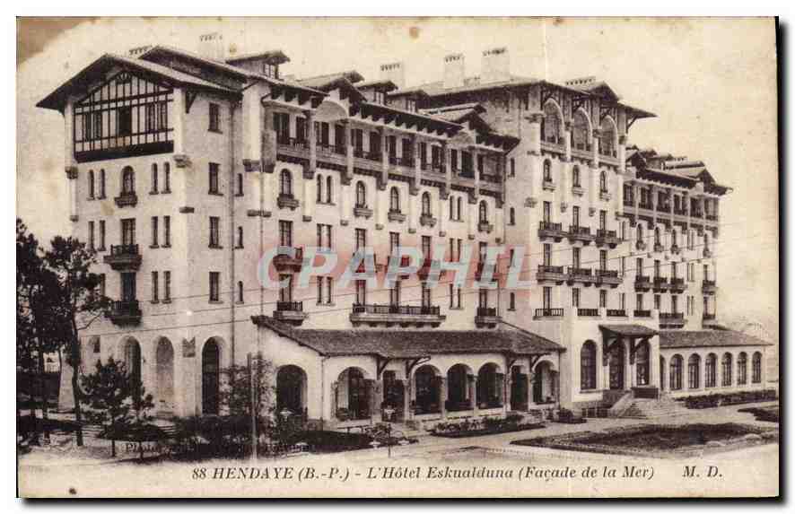 Hendaye (B.-P.) - L'Hôtel Eskualduna (Façade de la Mer) - M. D.