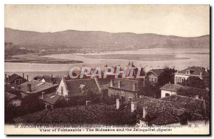 CPA Hendaye Vue Fontarabie La Bidassoa et le Jaizquibel(Espagne)