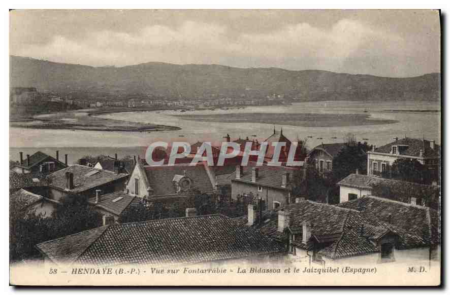 CPA Hendaye Vue sur Fontarrabie La Bidassoa et le Jaizquibel (Espagne)