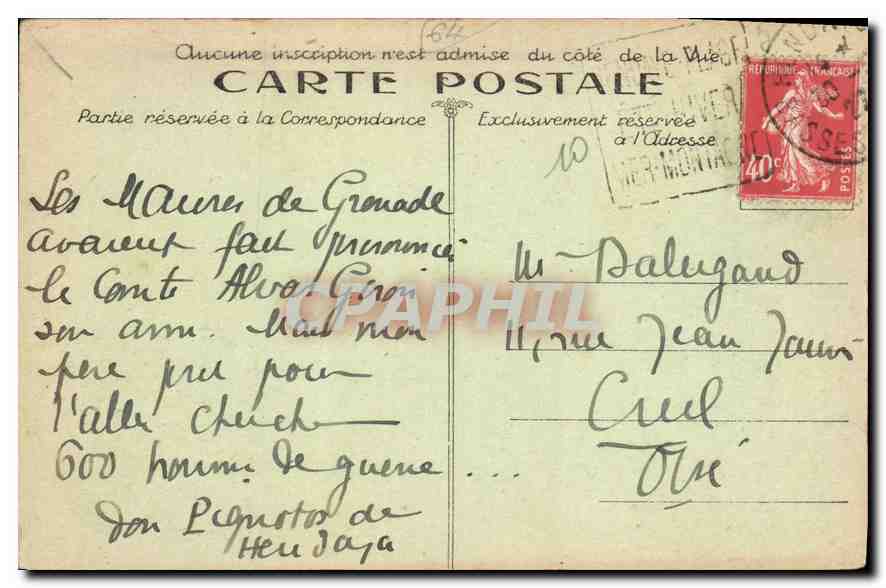 Hendaye — Le Casino de la Plage (style Maure) et l'Hôtel Eskualduna, vus de la Plage — Phototypie Marcel Delboy, Bordeaux, n°456 — Verso