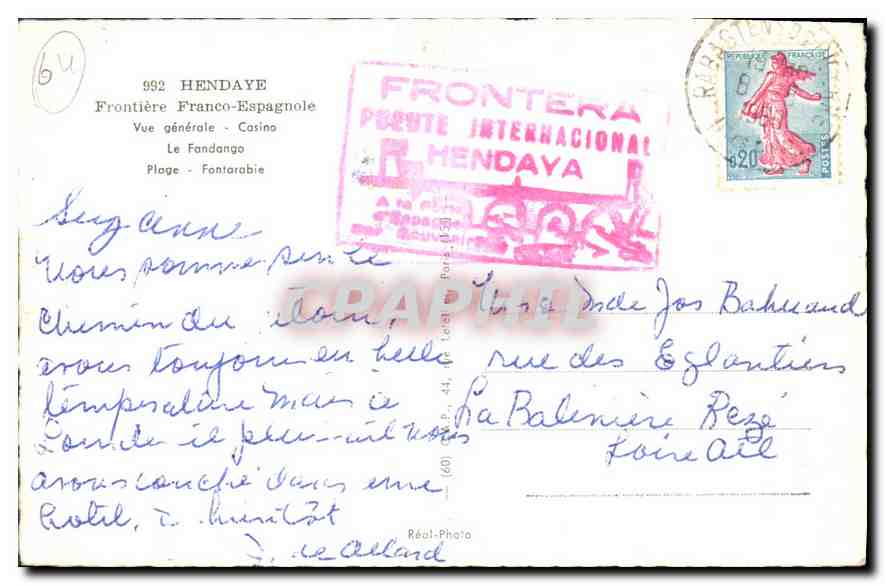Hendaye — Vue générale, Casino, Plage, Fontarabie — Réal-Photo — Rückseite