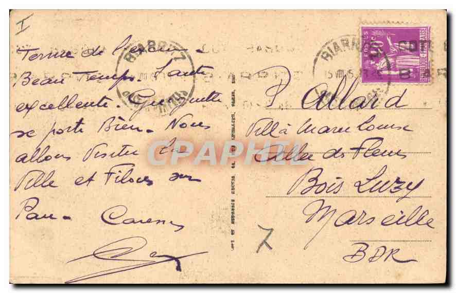 CPA Biarritz Eglise Sainte Eugenie et Hotel d'Angleterre — Rückseite