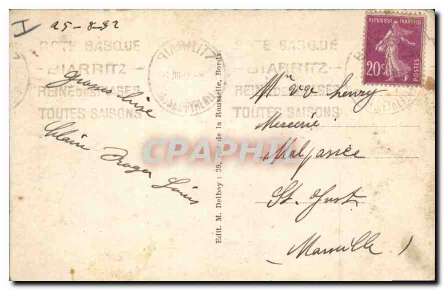 CPA Biarritz Port Pecheurs et Eglise Sainte Eugenie — Verso