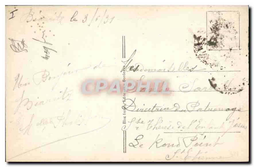 CPA Biarritz (Cote basque) Le Chateau Basque — Verso