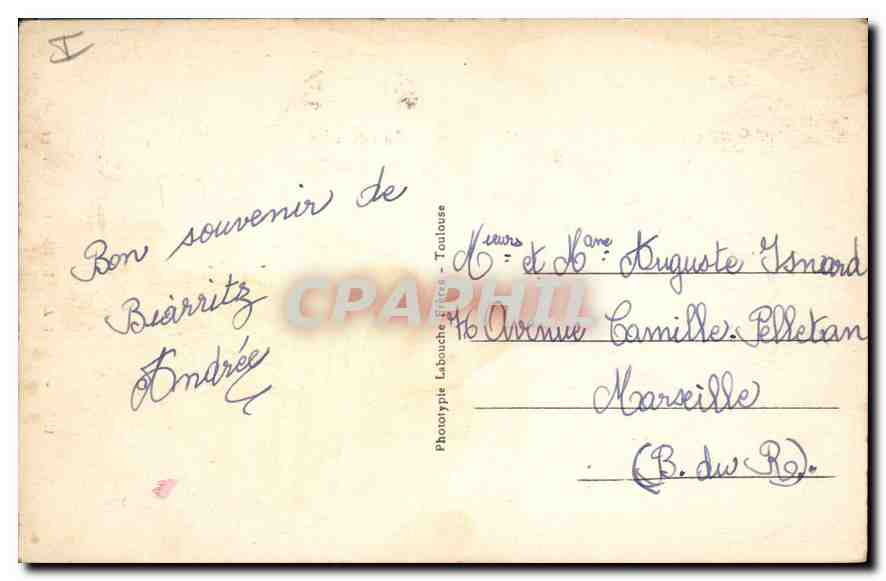 CPA Biarritz Le Rocher de la Vierge — Rückseite