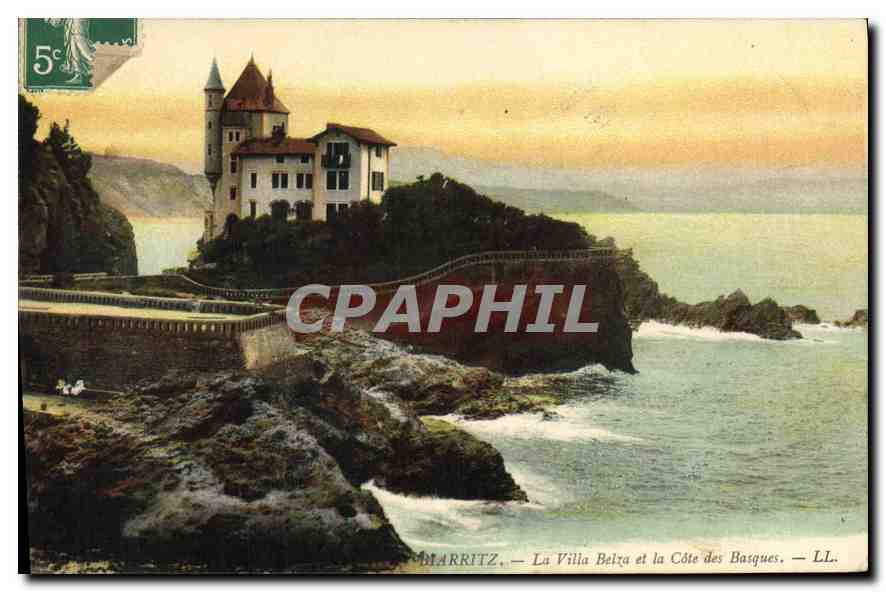 CPA Biarritz La Villa Belza et la Cote des Basques