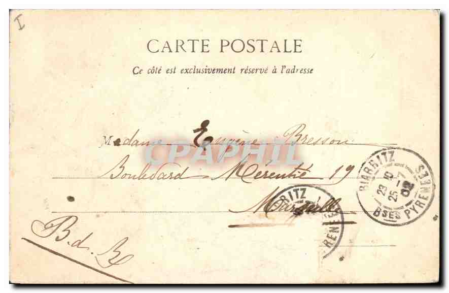 CPA Biarritz Bain du Port Vieux et Rocher de la Vierge — Rückseite