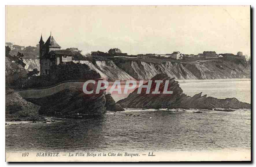 CPA Biarritz La Villa Belza et la Cote des Basques