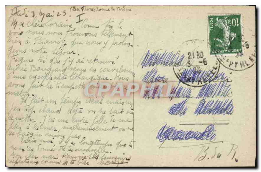 CPA Biarritz (cote Basque) Le Rocher du Cachaou — Verso