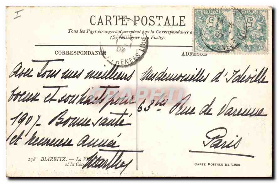 CPA Biarritz La Vierge et la Cote — Verso