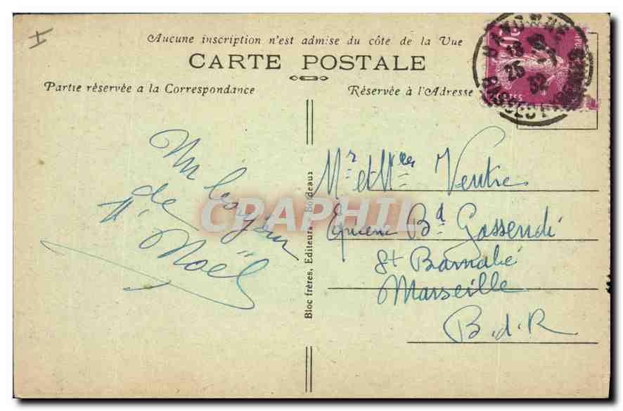 CPA Biarritz (Cote Basque) La Grande Plage Le Casino Bellevue — Verso