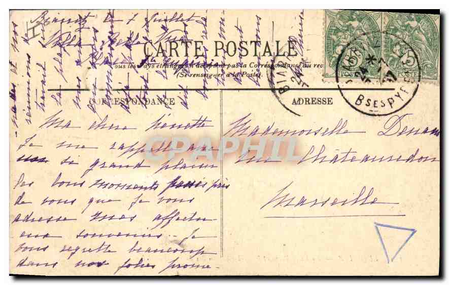 CPA Biarritz La Villa Belza et l'Hotel Chateua des Falaises — Verso