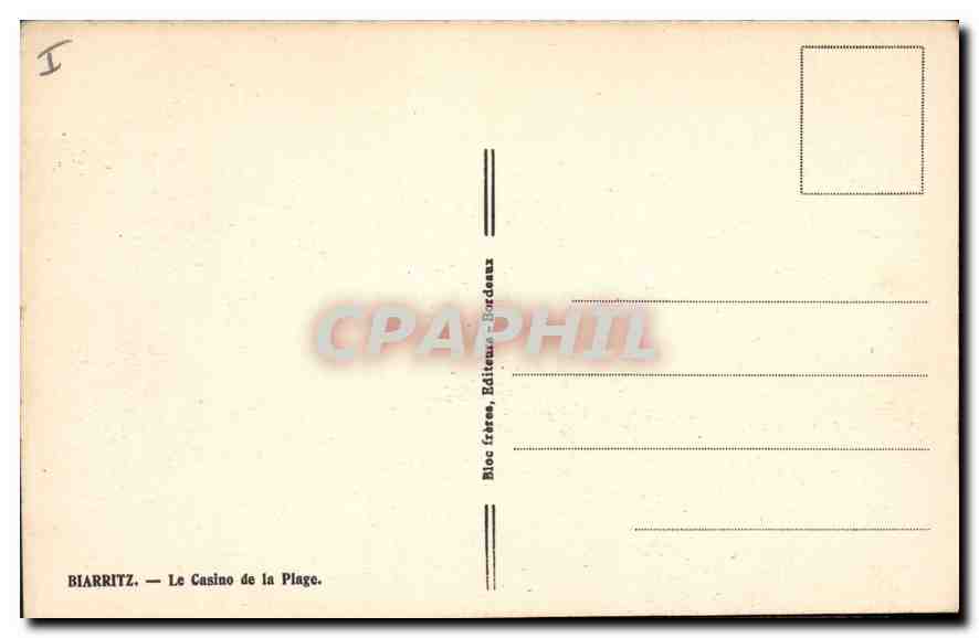 CPA Biarritz La Casino de la Plage — Rückseite