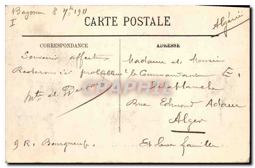 CPA Biarritz Le Rocher de la Vierge par gros temps — Verso