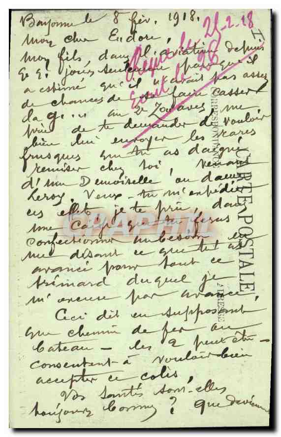 CPA Biarritz Villas de la Cote des Basques — Verso