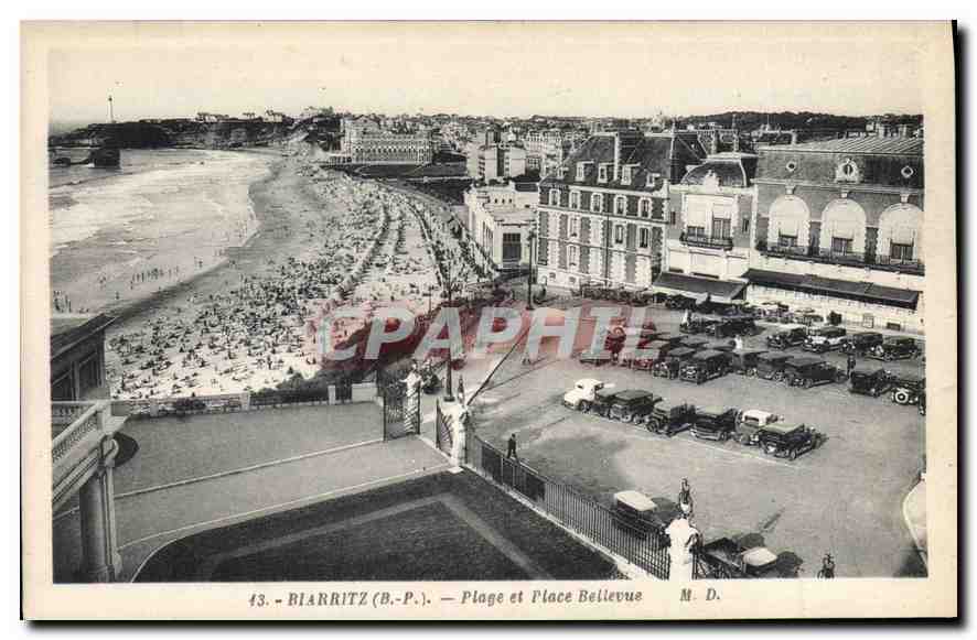CPA Biarritz Plage et Place Bellevue
