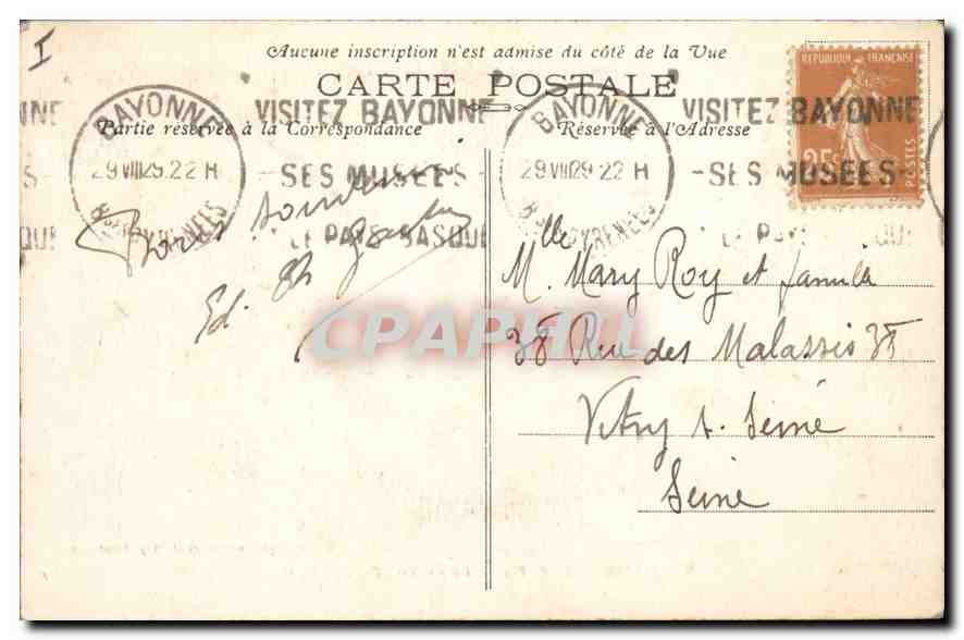 CPA Biarritz La Grande Plage — Verso