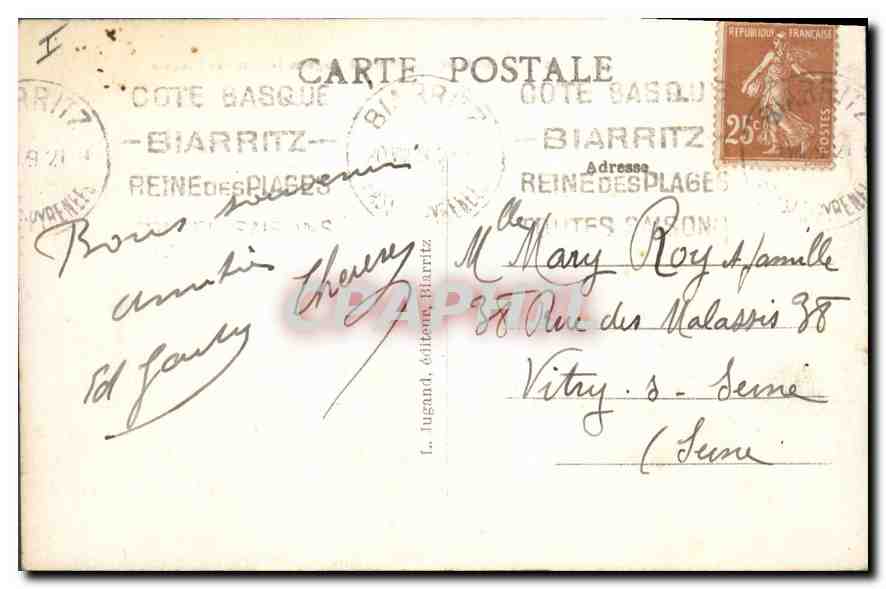 CPA Biarritz Le Boulevard Maritime et Plage de la Cote des Basques — Rückseite