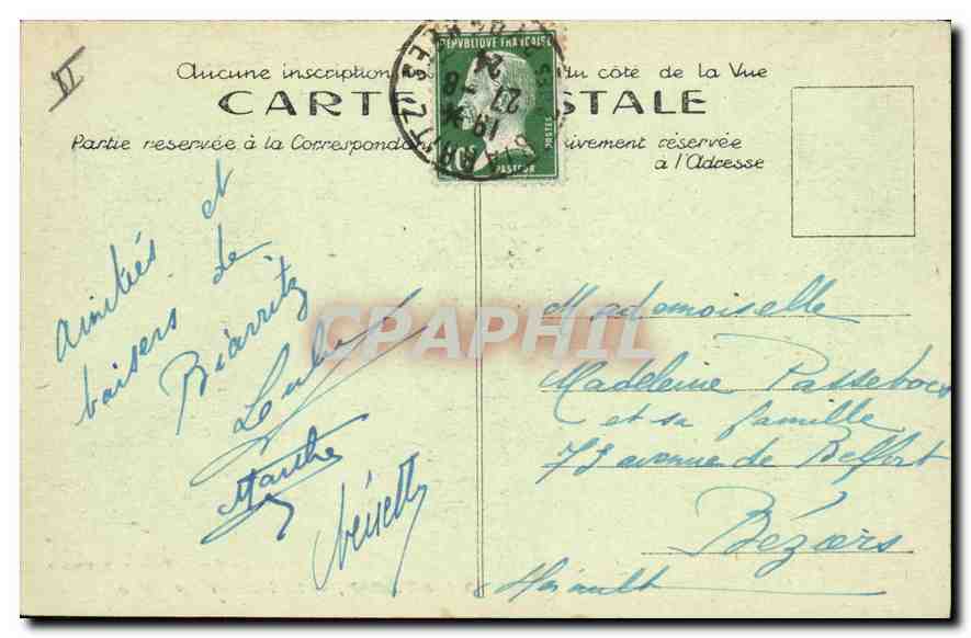 CPA Biarritz La Grande Plage — Rückseite