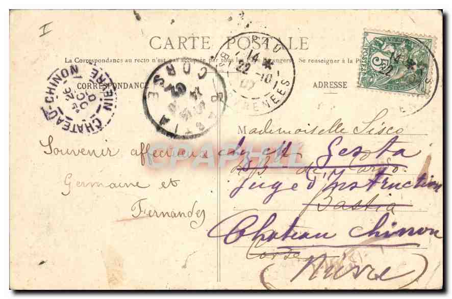CPA Biarritz Pittoresque Vague du 4 aout 1905 au Rocher de la Vierge — Verso