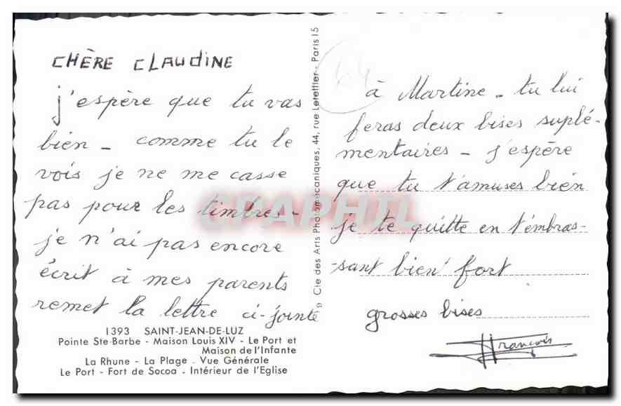 CPA Saint Jean de Luz Souvenir — Verso