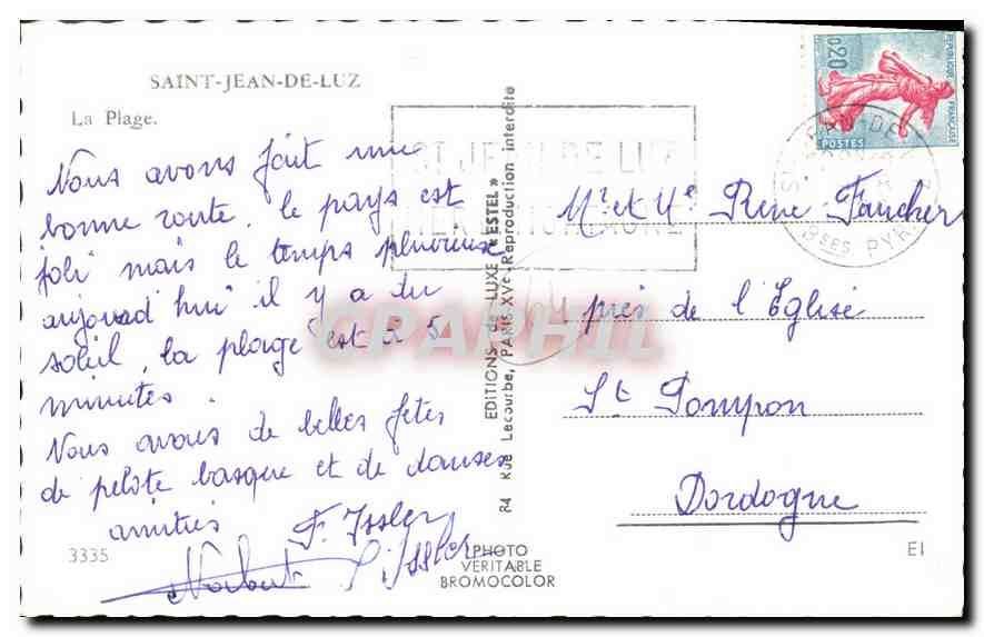 CPA Saint Jean de Luz La Plage — Verso