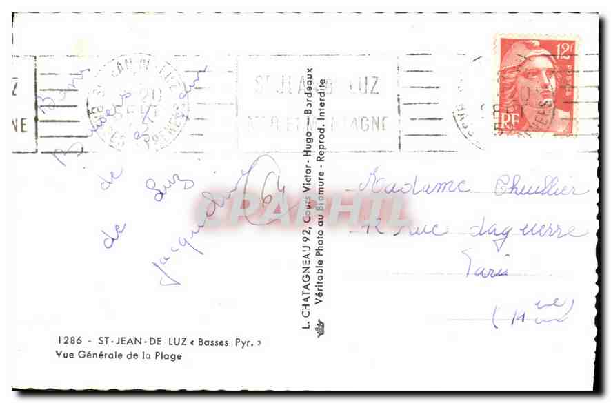 CPM Saint Jean de Luz Basses Pyr Vue Generale de la Plage — Verso
