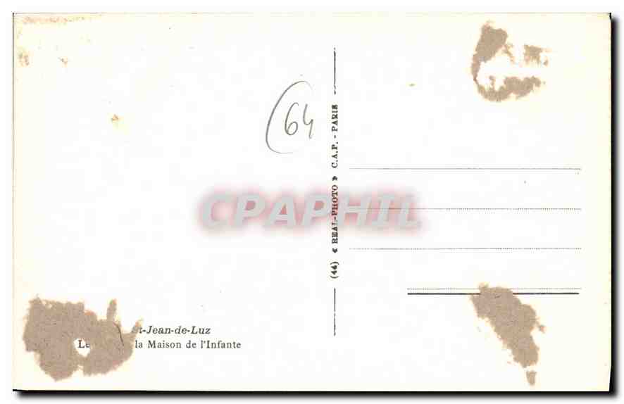 CPM Saint Jean de Luz La Maison de L'Infante — Verso