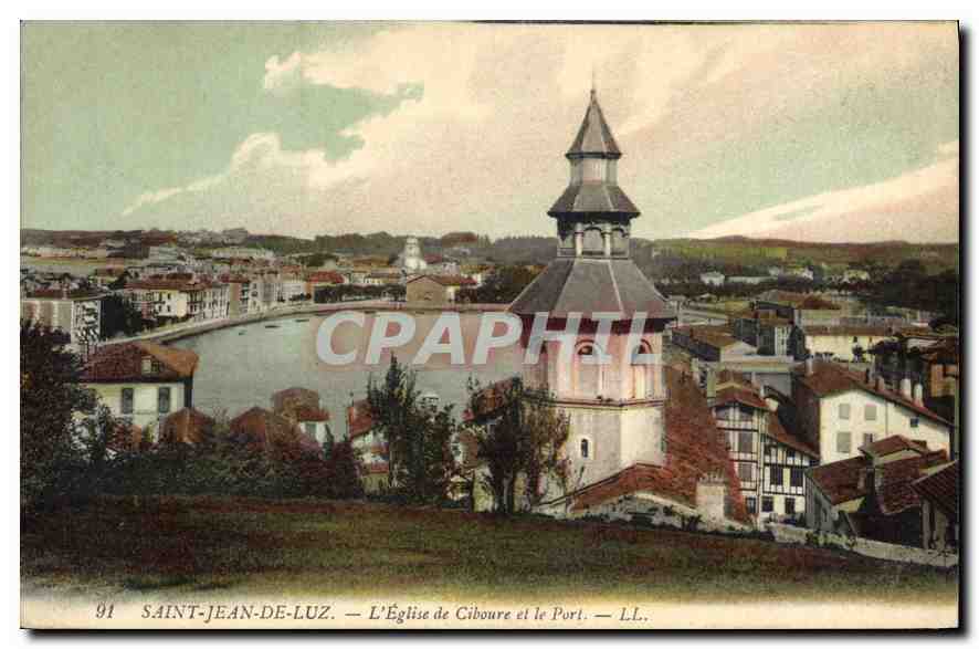 CPA Saint Jean de Luz L'Eglise de Ciboure et le Port
