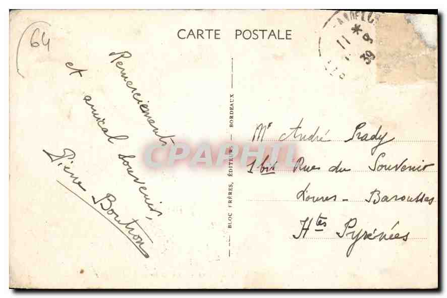 CPA Saint Jean de Luz (Cote Basque) La Maison de l'Infante Bateau — Verso