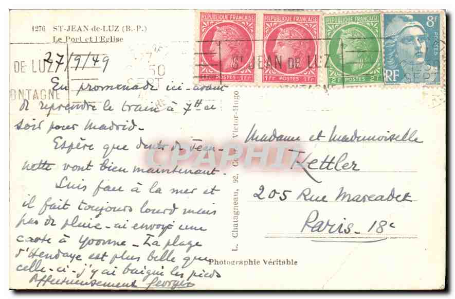 CPM Saint Jean de Luz Le Port et l'Eglise Bateaux — Verso