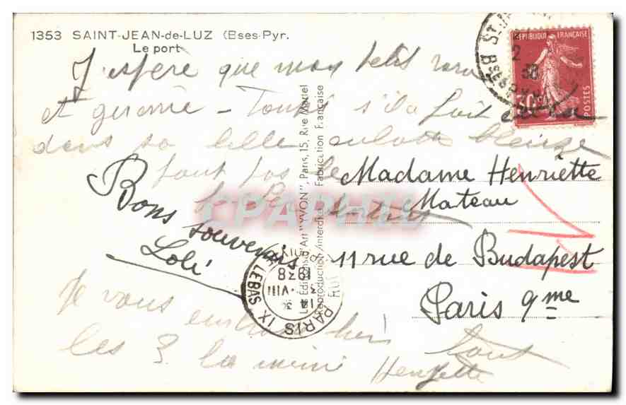Saint-Jean-de-Luz — Le port — Éd. Art 'WYON', Paris — Verso