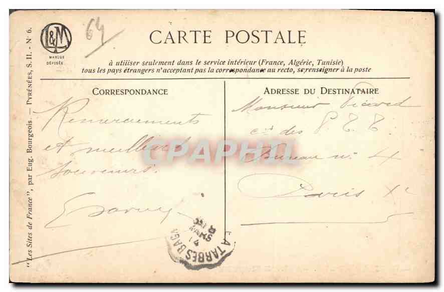 CPA Saint Jean de Luz Coboure — Verso