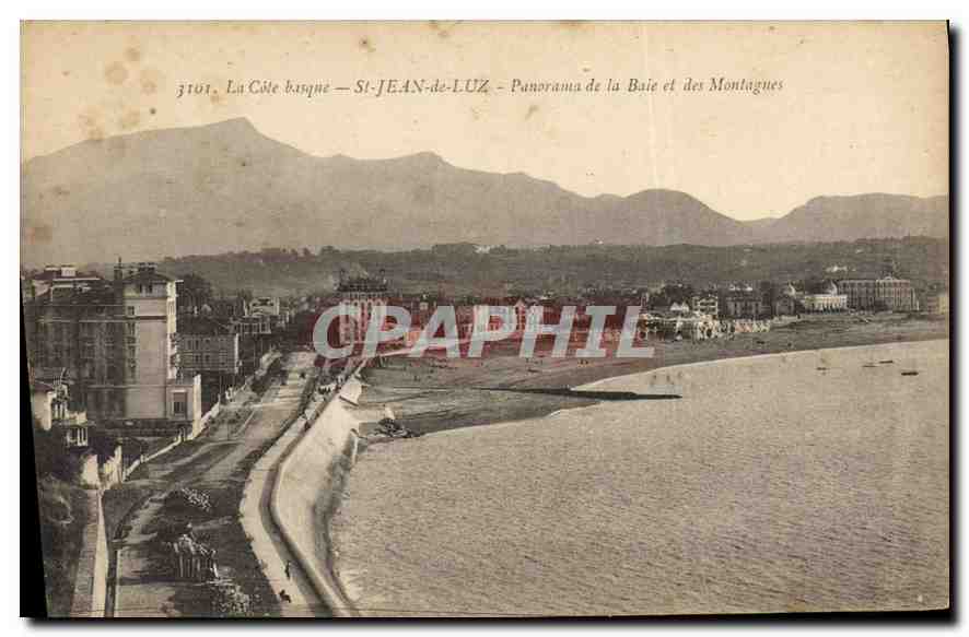 CPA Saint Jean de Luz La Cote basque Panorama de la Baie et des Montagnes